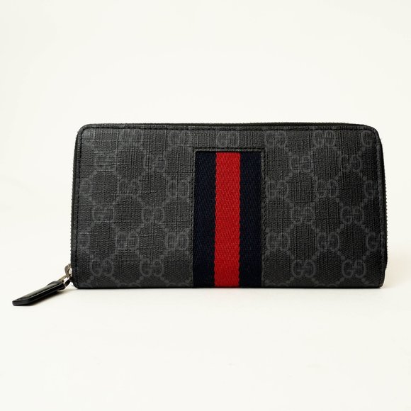Gucci GG Supreme Round New Web Long Wallet 4108831 Black Men's GUCCI - Picture 1 of 10